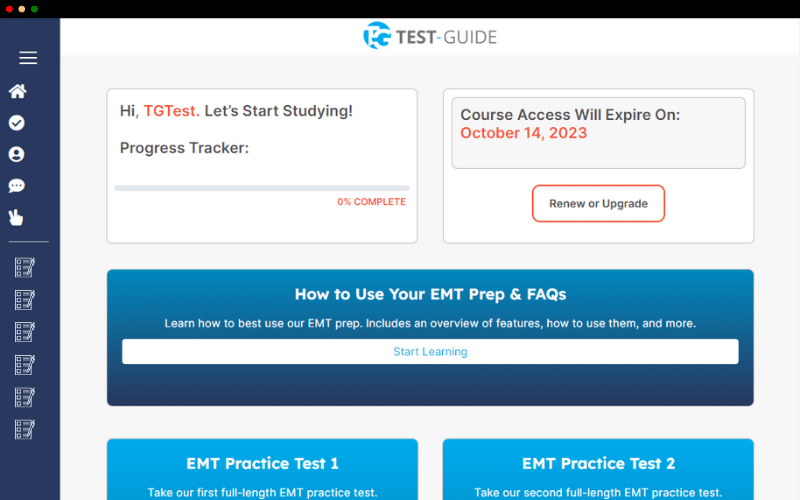 Screenshot of the Test-Guide EMT Course